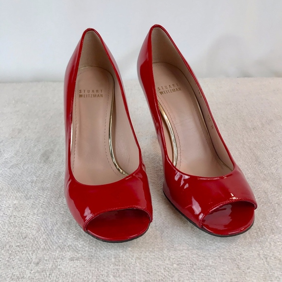 Stuart Weitzman Shoes - 🍀 Stuart Weitzman Patent Leather Peep-Toe Heels